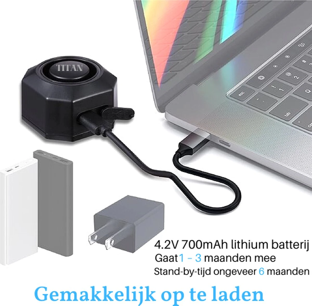 Titan Fietsalarm (2023 Model ) - Fietsalarm - Fietsslot Met Alarm - Alarm Met Afstandsbediening 5 Titan Fietsalarm (2023 Model ) - Fietsalarm - Fietsslot Met Alarm - Alarm Met Afstandsbediening - Afbeelding 5