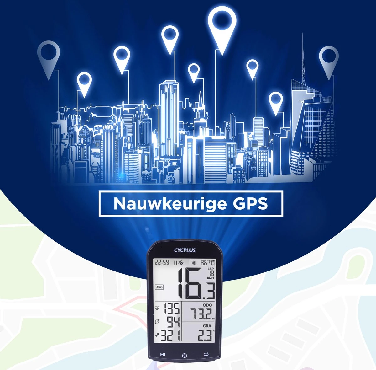 Cycplus® Draadloze & Waterbestendige Fietscomputer - Datavisualisatie D.m.v Bluetooth - Fiets GPS - Extra Groot Scherm - Zwart 2 Cycplus® Draadloze & Waterbestendige Fietscomputer - Datavisualisatie D.m.v Bluetooth - Fiets GPS - Extra Groot Scherm - Zwart - Afbeelding 2