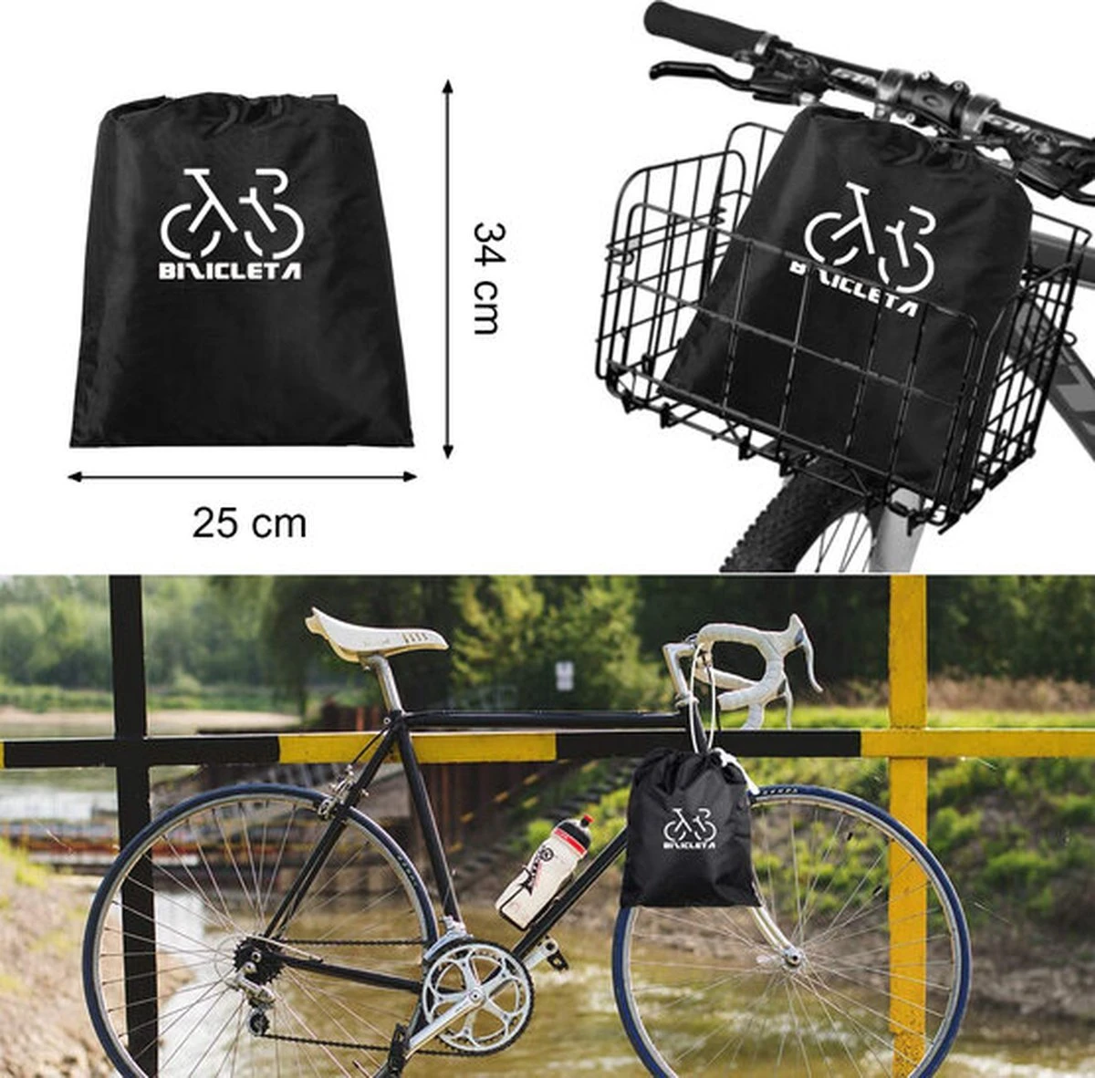 Beschermhoes + Zadelhoes + Opbergtas - 2 Fietsen - 210D - Alle Weersinvloeden - 75 X 110 X 200 Cm (B*H*L) 4 Beschermhoes + Zadelhoes + Opbergtas - 2 Fietsen - 210D - Alle Weersinvloeden - 75 X 110 X 200 Cm (B*H*L) - Afbeelding 4