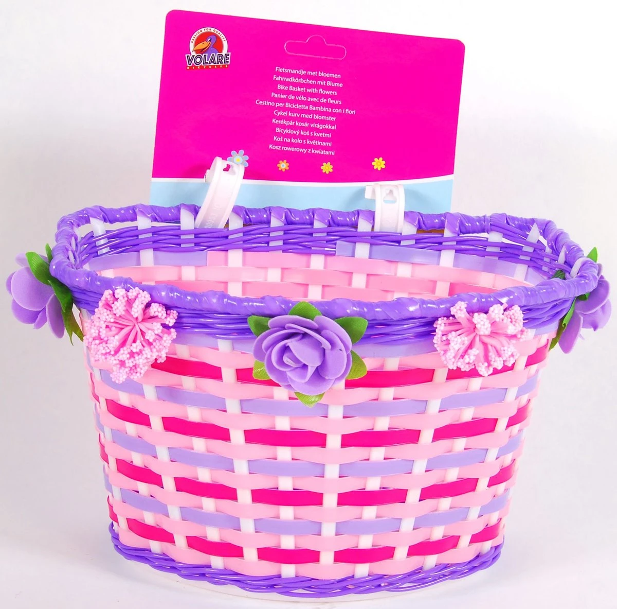 Volare Gevlochten Fietsmand Met Bloemen 3 Volare Gevlochten Fietsmand Met Bloemen - Afbeelding 3