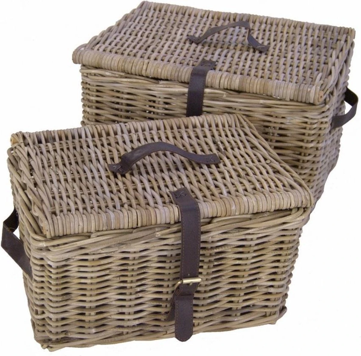 Fietsmand - Met Deksel - Bakkersmand - 42x33xH23 - Riet-Rotan 2 Fietsmand - Met Deksel - Bakkersmand - 42x33xH23 - Riet-Rotan - Afbeelding 2