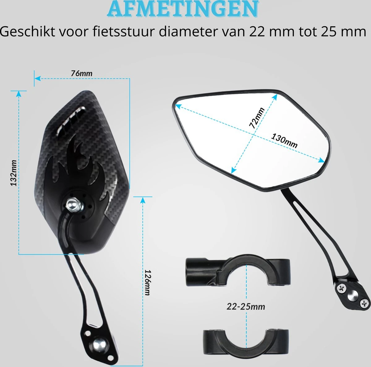 NueNext Fietsspiegel Ebike 2 Stuks – Achteruitkijk Spiegel Op Stuur – Multi-verstelbaar – 360 Rotatie - Speed-pedelec 12 NueNext Fietsspiegel Ebike 2 Stuks – Achteruitkijk Spiegel Op Stuur – Multi-verstelbaar – 360 Rotatie - Speed-pedelec - Afbeelding 12