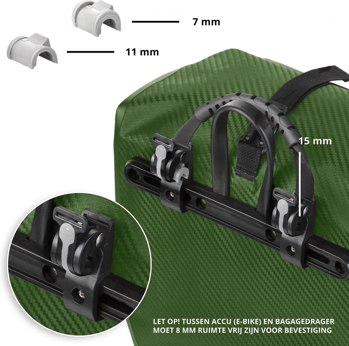 Dutch Mountains Enkele Fietstas | Sterke En 100% Waterdichte Fietstas En Schoudertas In 1 | 24 Liter | Groen 6 Dutch Mountains Enkele Fietstas | Sterke En 100% Waterdichte Fietstas En Schoudertas In 1 | 24 Liter | Groen - Afbeelding 6