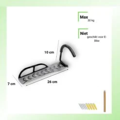 Merkloos Fiets Ophangsysteem -fietshaak- Muurbeugel Fiets- Ophangbeugel Fiets-Fietsbeugel Muur- Geschikt Voor Mountainbikes En Racefietsen- Max 30 Kg- Incl. Montagemateriaal Met Potlood- Geschikt Voor Stevige/gladde Muur -BASIL Verkoop 1200x1198 23