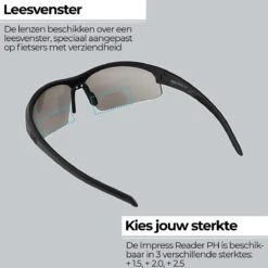 BBB Cycling Impress Reader PH Fietsbril - Wielrenbril Op Sterkte - Meekleurende Lens - Leesgedeelte +2.0 - Mat Zwart - BSG-59PH -BASIL Verkoop 1200x1199 17