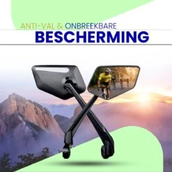 Beyond Gold - Fietsspiegel - Links - Reflectie Strip - E Step - Elektrische Fiets - Mountain Bike - Incl Grote Kijkhoek - Achteruitkijkspiegel - 360º Verstelbaar - Multifunctioneel - Incl Inbussleutel - Fiets Spiegel -BASIL Verkoop 1200x1200 1204