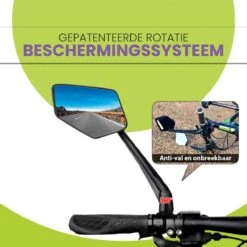 Beyond Gold - Fietsspiegel - Links - Reflectie Strip - E Step - Elektrische Fiets - Mountain Bike - Incl Grote Kijkhoek - Achteruitkijkspiegel - 360º Verstelbaar - Multifunctioneel - Incl Inbussleutel - Fiets Spiegel -BASIL Verkoop 1200x1200 1205