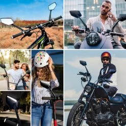 Beyond Gold - Fietsspiegel - Links - Reflectie Strip - E Step - Elektrische Fiets - Mountain Bike - Incl Grote Kijkhoek - Achteruitkijkspiegel - 360º Verstelbaar - Multifunctioneel - Incl Inbussleutel - Fiets Spiegel -BASIL Verkoop 1200x1200 1206