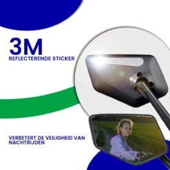 Beyond Gold - Fietsspiegel - Links - Reflectie Strip - E Step - Elektrische Fiets - Mountain Bike - Incl Grote Kijkhoek - Achteruitkijkspiegel - 360º Verstelbaar - Multifunctioneel - Incl Inbussleutel - Fiets Spiegel -BASIL Verkoop 1200x1200 1207