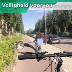 Merkloos Fietsspiegel + Reflectiestrip - Links - E-bike - Verstelbaar 360 Graden - Zwart -BASIL Verkoop 1200x1200 1210