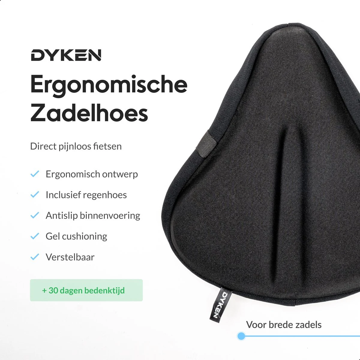 Dyken Zadelhoes Fiets Gel - Zadeldek - Universele Fietszadelhoes - Brede Zadels - Zwart 2 Dyken Zadelhoes Fiets Gel - Zadeldek - Universele Fietszadelhoes - Brede Zadels - Zwart - Afbeelding 2