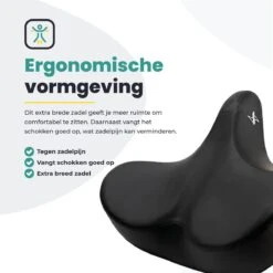 Voltano City XXXL Fietszadel – Unisex Extra Breed Fietszadel – Tegen Zadelpijn – 100% Waterdicht – Incl. Gratis Zadelstrop - Zwart -BASIL Verkoop 1200x1200 1534