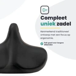 Voltano City XXXL Fietszadel – Unisex Extra Breed Fietszadel – Tegen Zadelpijn – 100% Waterdicht – Incl. Gratis Zadelstrop - Zwart -BASIL Verkoop 1200x1200 1536