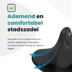 Voltano City XXXL Fietszadel – Unisex Extra Breed Fietszadel – Tegen Zadelpijn – 100% Waterdicht – Incl. Gratis Zadelstrop - Zwart -BASIL Verkoop 1200x1200 1537