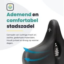 Voltano City XXXL Fietszadel Met Uitsparing – Unisex Extra Breed Fietszadel – Tegen Zadelpijn – 100% Waterdicht – Incl. Gratis Zadelstrop - Zwart -BASIL Verkoop 1200x1200 1566