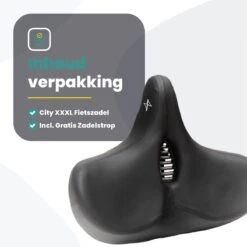 Voltano City XXXL Fietszadel Met Uitsparing – Unisex Extra Breed Fietszadel – Tegen Zadelpijn – 100% Waterdicht – Incl. Gratis Zadelstrop - Zwart -BASIL Verkoop 1200x1200 1568