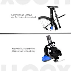 LLOCX Fiets Kettingslot Van 1 Meter + 2 Sleutels – 7mm Roestvrij Aluminium – Sluiten Zonder Sleutel – Insteekslot Met Zwarte Kliksluiting – Krasvrije & Scheurvrije Sleeve -BASIL Verkoop 1200x1200 176