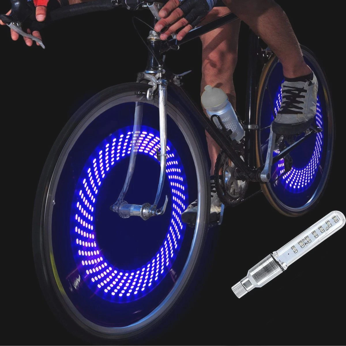 BOTC Fiets Ventiel LED Lampjes - Fietswielverlichting - Ventielbevestiging - Blauw - 1 Stuks - Incl. Batterijen 1 BOTC Fiets Ventiel LED Lampjes - Fietswielverlichting - Ventielbevestiging - Blauw - 1 Stuks - Incl. Batterijen