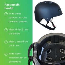 GOOFF® Skate Snorscooter Helm | Brede Pasvorm | 14x Ventilatie | Matzwart | Lichtgewicht (L) -BASIL Verkoop 1200x1200 1944