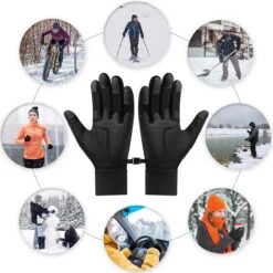 Plugstore - Fietshandschoenen Outdoor Thermisch Waterdicht Antislip Grip Lichtgewicht Touchscreen Winddicht Winter Warme Liner Handschoen Voor Mannen & Vrouwen Voor Rijden Lopen Hardlopen Skiën Werk Jacht Klimmen (zwart) -BASIL Verkoop 1200x1200 1960