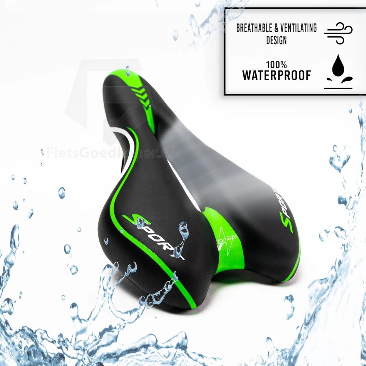 Voltano Sport Fietszadel – Gel Trekking Zadel – Met Uitsparing – Unisex - Zwart / Groen - Incl. Gratis Zadelstrop 6 Voltano Sport Fietszadel – Gel Trekking Zadel – Met Uitsparing – Unisex - Zwart / Groen - Incl. Gratis Zadelstrop - Afbeelding 6