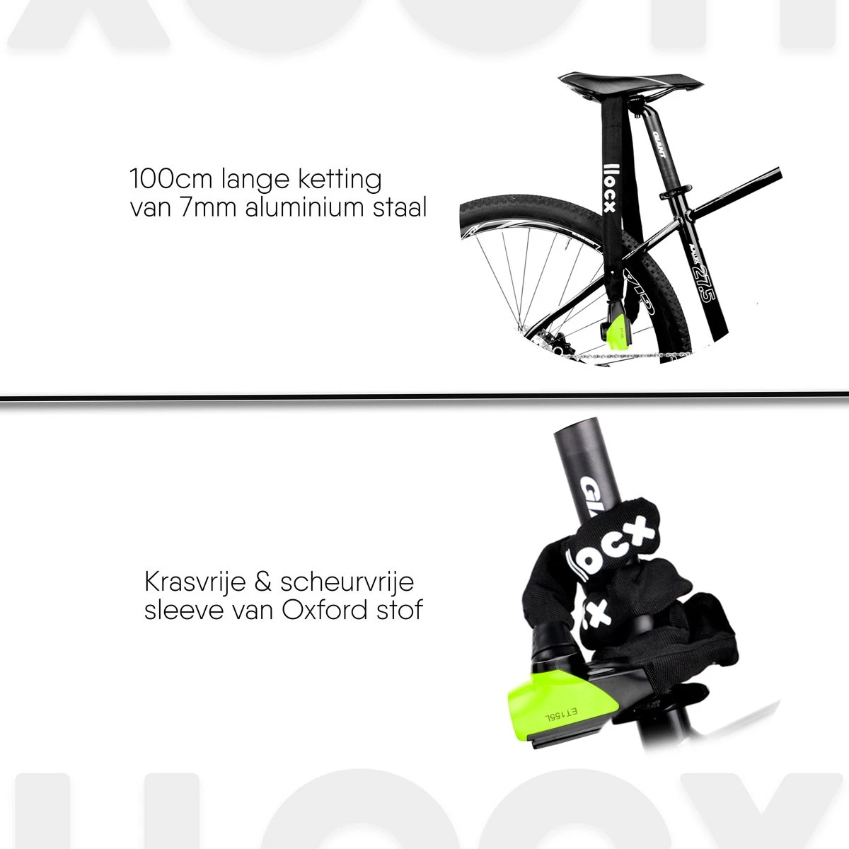 LLOCX Fiets Kettingslot Van 1 Meter + 2 Sleutels – 7mm Roestvrij Aluminium – Sluiten Zonder Sleutel – Insteekslot Met Groene Kliksluiting – Krasvrije & Scheurvrije Sleeve 5 LLOCX Fiets Kettingslot Van 1 Meter + 2 Sleutels – 7mm Roestvrij Aluminium – Sluiten Zonder Sleutel – Insteekslot Met Groene Kliksluiting – Krasvrije & Scheurvrije Sleeve - Afbeelding 5