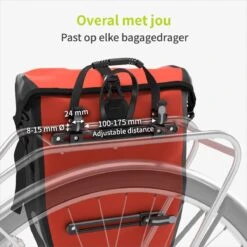 ACROPAQ Fietstas - Enkele, 25L, Waterdicht, Dragen Als Handtas En Schoudertas, Met Reflectoren - Ook Voor Elektrische Fietsen - Oranje -BASIL Verkoop 1200x1200 32