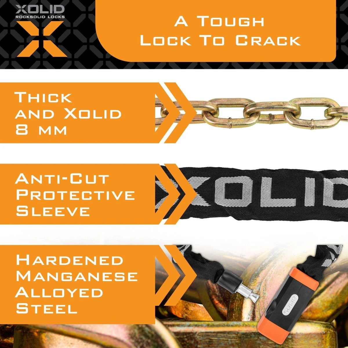 Xolid Kettingslot Fiets - Roze - Fietsslot Ketting - Slot 90CM 3 Xolid Kettingslot Fiets - Roze - Fietsslot Ketting - Slot 90CM - Afbeelding 3