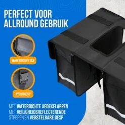 Strex Dubbele Fietstassen Waterdicht – Fietstas 40 Liter – Zwart - Met Reflectoren - Elektrische Fiets -BASIL Verkoop 1200x1200 389