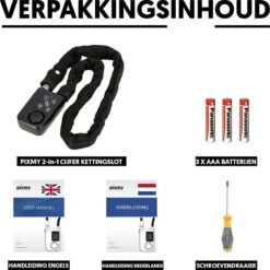 PIXMY® - 2-in-1 Fietsslot 80cm Met Alarm - Fietsslot Ketting Cijferslot Kettingslot - Fietsalarm 110db - Scooteralarm Scooterslot -BASIL Verkoop 1200x1200 40