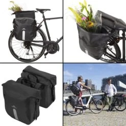 Dutch Mountains Dubbele Fietstas 46 Ltr | 100% Waterdichte Fietstas | Rolltop Sluiting | Reflectoren | Zwart -BASIL Verkoop 1200x1200 447