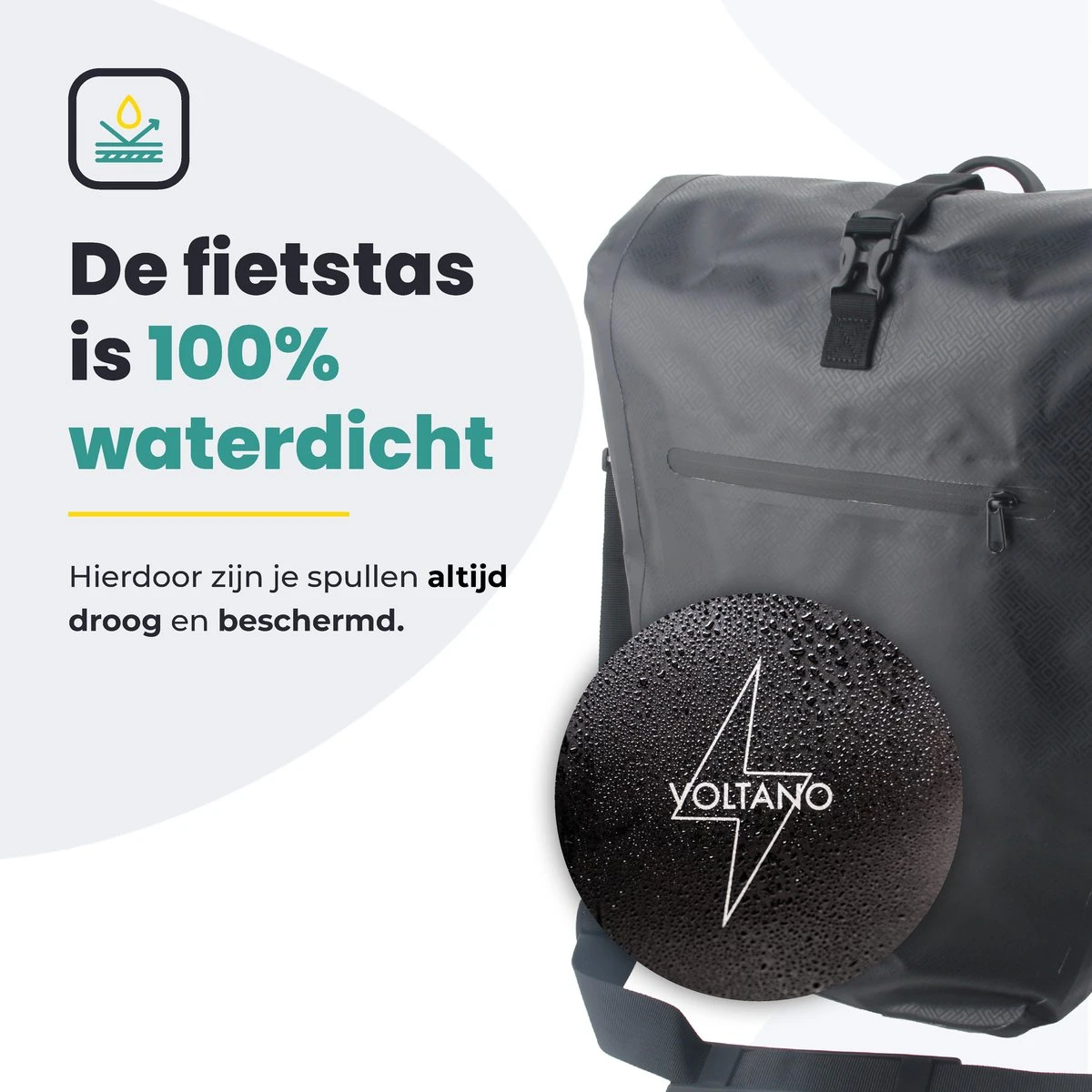 Voltano Luxe Fietstas Greek 28L - Enkele Pakaftas - Zwart Met Motief - 100% Waterdicht - Gratis Schouderband 3 Voltano Luxe Fietstas Greek 28L - Enkele Pakaftas - Zwart Met Motief - 100% Waterdicht - Gratis Schouderband - Afbeelding 3