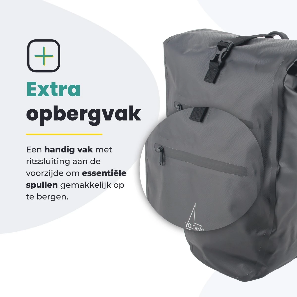 Voltano Luxe Fietstas Greek 28L - Enkele Pakaftas - Zwart Met Motief - 100% Waterdicht - Gratis Schouderband 4 Voltano Luxe Fietstas Greek 28L - Enkele Pakaftas - Zwart Met Motief - 100% Waterdicht - Gratis Schouderband - Afbeelding 4