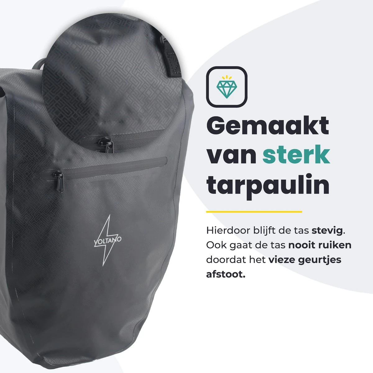 Voltano Luxe Fietstas Greek 28L - Enkele Pakaftas - Zwart Met Motief - 100% Waterdicht - Gratis Schouderband 8 Voltano Luxe Fietstas Greek 28L - Enkele Pakaftas - Zwart Met Motief - 100% Waterdicht - Gratis Schouderband - Afbeelding 8