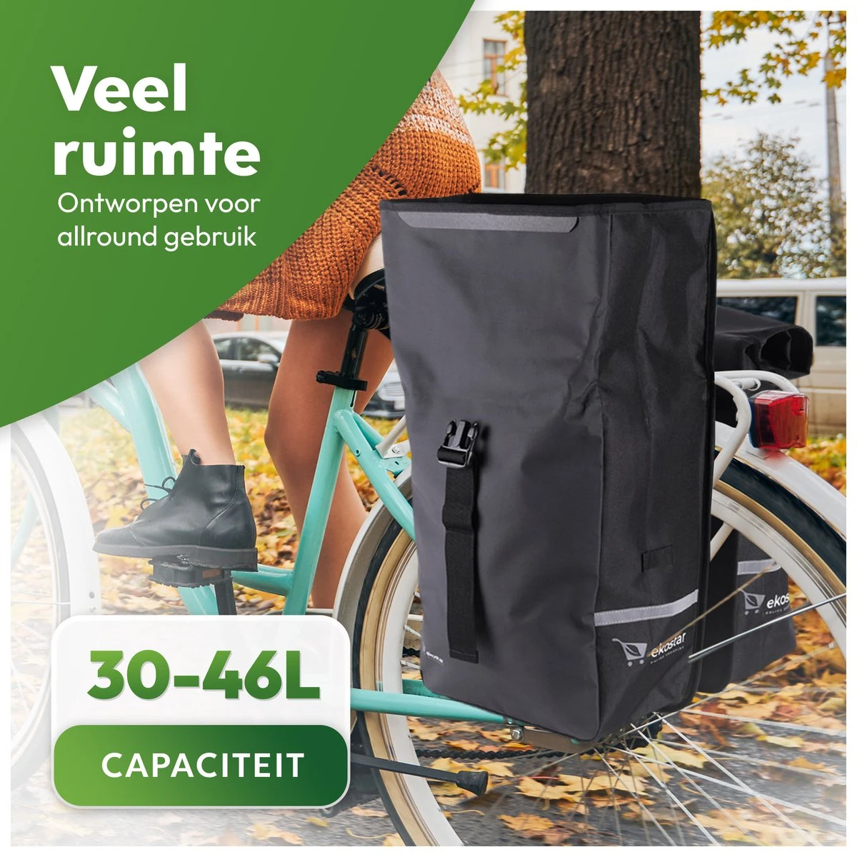 Ekostar® Online Shopping - Fietstassen Dubbel - Rolltop - Fietstas - Waterbestendig - Fietstassen Elektrische Fietsen - 46 L 2 Ekostar® Online Shopping - Fietstassen Dubbel - Rolltop - Fietstas - Waterbestendig - Fietstassen Elektrische Fietsen - 46 L - Afbeelding 2