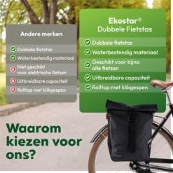 Ekostar® Online Shopping - Fietstassen Dubbel - Rolltop - Fietstas - Waterbestendig - Fietstassen Elektrische Fietsen - 46 L 17 Ekostar® Online Shopping - Fietstassen Dubbel - Rolltop - Fietstas - Waterbestendig - Fietstassen Elektrische Fietsen - 46 L -BASIL Verkoop 1200x1200 479