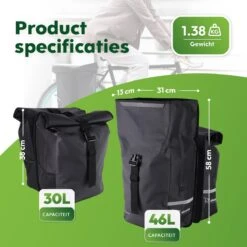 Ekostar® Online Shopping - Fietstassen Dubbel - Rolltop - Fietstas - Waterbestendig - Fietstassen Elektrische Fietsen - 46 L 18 Ekostar® Online Shopping - Fietstassen Dubbel - Rolltop - Fietstas - Waterbestendig - Fietstassen Elektrische Fietsen - 46 L -BASIL Verkoop 1200x1200 480