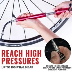 PRO BIKE TOOL Mini Luchtpomp Fiets, Fietspomp Voor Alle Ventielen (Presta & Schrader), Hoge Druk Tot 6,9 Bar / 100 PSI, Betrouwbare, Compacte & Lichtgewicht Framepomp, Pomp Voor Racefiets & Mountainbike. -BASIL Verkoop 1200x1200 582