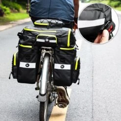 Fietstassen Dubbel Rugzak Fietstas Rugtas Bagagedrager Fiets Regenhoes Zwart Groen 60L - RHINOWALK® -BASIL Verkoop 1200x1200 73