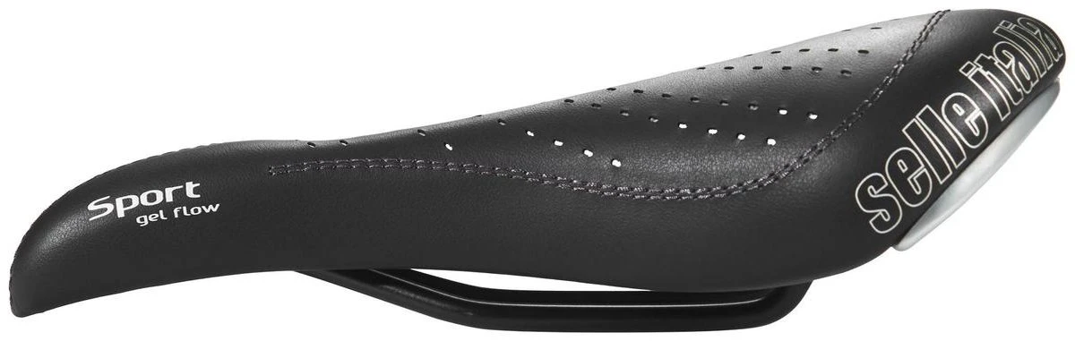 Selle Italia Sport Gel Flow S2 Fietszadel - Stalen Rails - Zwart 2 Selle Italia Sport Gel Flow S2 Fietszadel - Stalen Rails - Zwart - Afbeelding 2