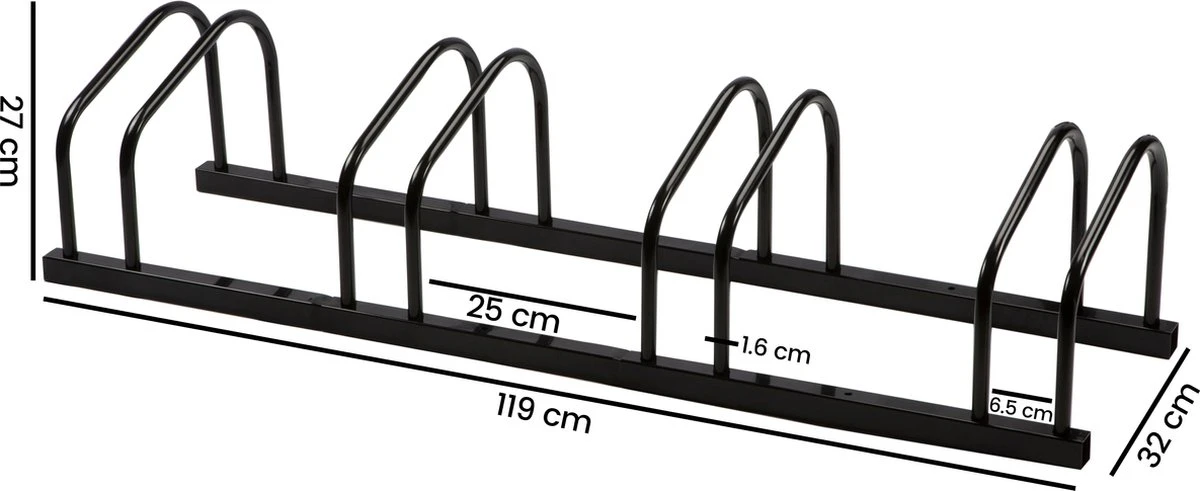 Alora Fietsenrek Voor 4 Fietsen Zwart- Met Muurbevestiging - Fietsen Rek 6 Alora Fietsenrek Voor 4 Fietsen Zwart- Met Muurbevestiging - Fietsen Rek - Afbeelding 6