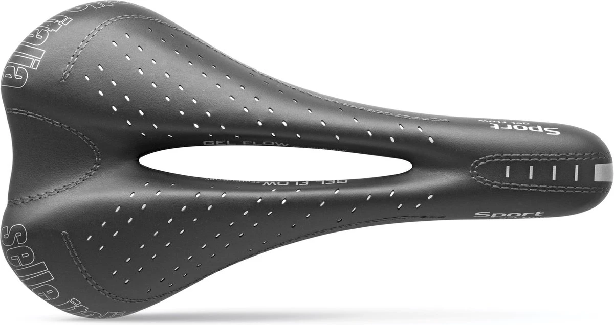 Selle Italia Sport Gel Flow S2 Fietszadel - Stalen Rails - Zwart 1 Selle Italia Sport Gel Flow S2 Fietszadel - Stalen Rails - Zwart