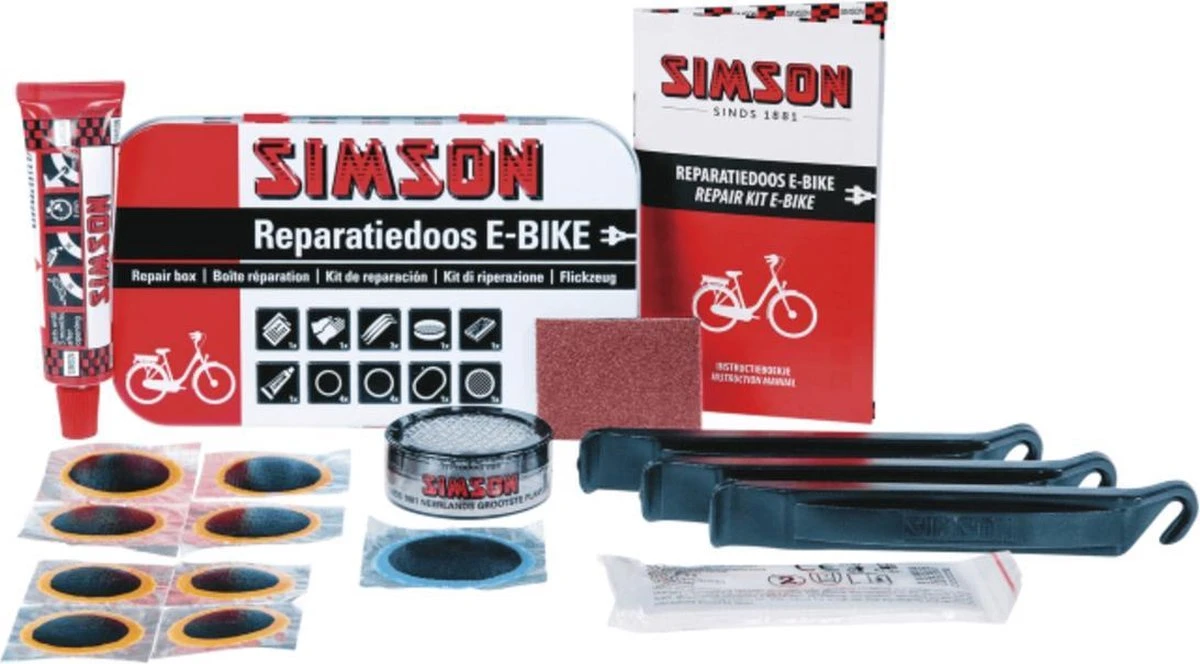 Simson Reparatieset E-bike Staal Wit/rood 14-delig 1 Simson Reparatieset E-bike Staal Wit/rood 14-delig