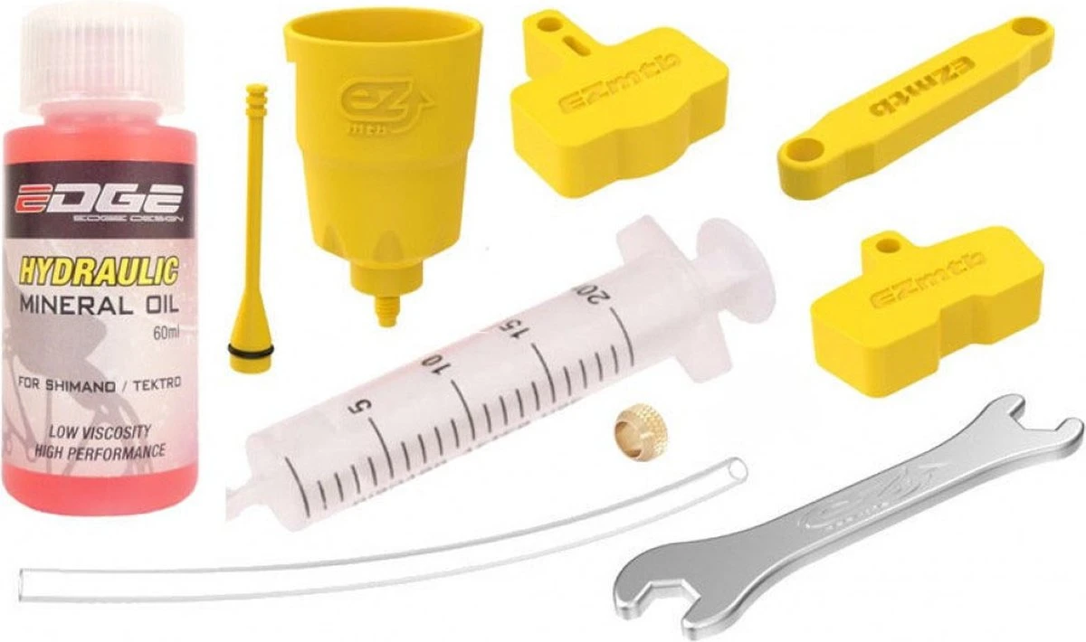 Schijfrem-ontluchtingsset Edge Shimano / Tektro - Incl. Olie 1 Schijfrem-ontluchtingsset Edge Shimano / Tektro - Incl. Olie