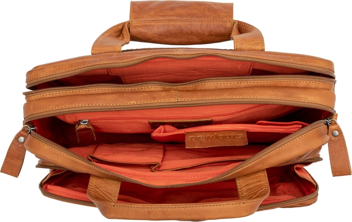 New Looxs Cali Laptoptas Fietstas - Leer - 15 Inch Laptopvak - 17 Liter - Cognac 5 New Looxs Cali Laptoptas Fietstas - Leer - 15 Inch Laptopvak - 17 Liter - Cognac - Afbeelding 5