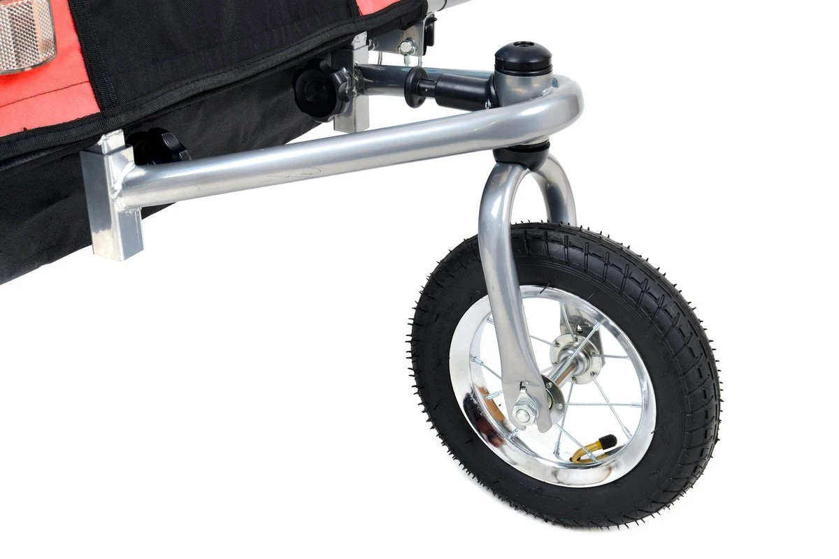 Fietskar Voor Kinderen - Met Buggyfunctie - En Schokbrekers - Rood 4 Fietskar Voor Kinderen - Met Buggyfunctie - En Schokbrekers - Rood - Afbeelding 4