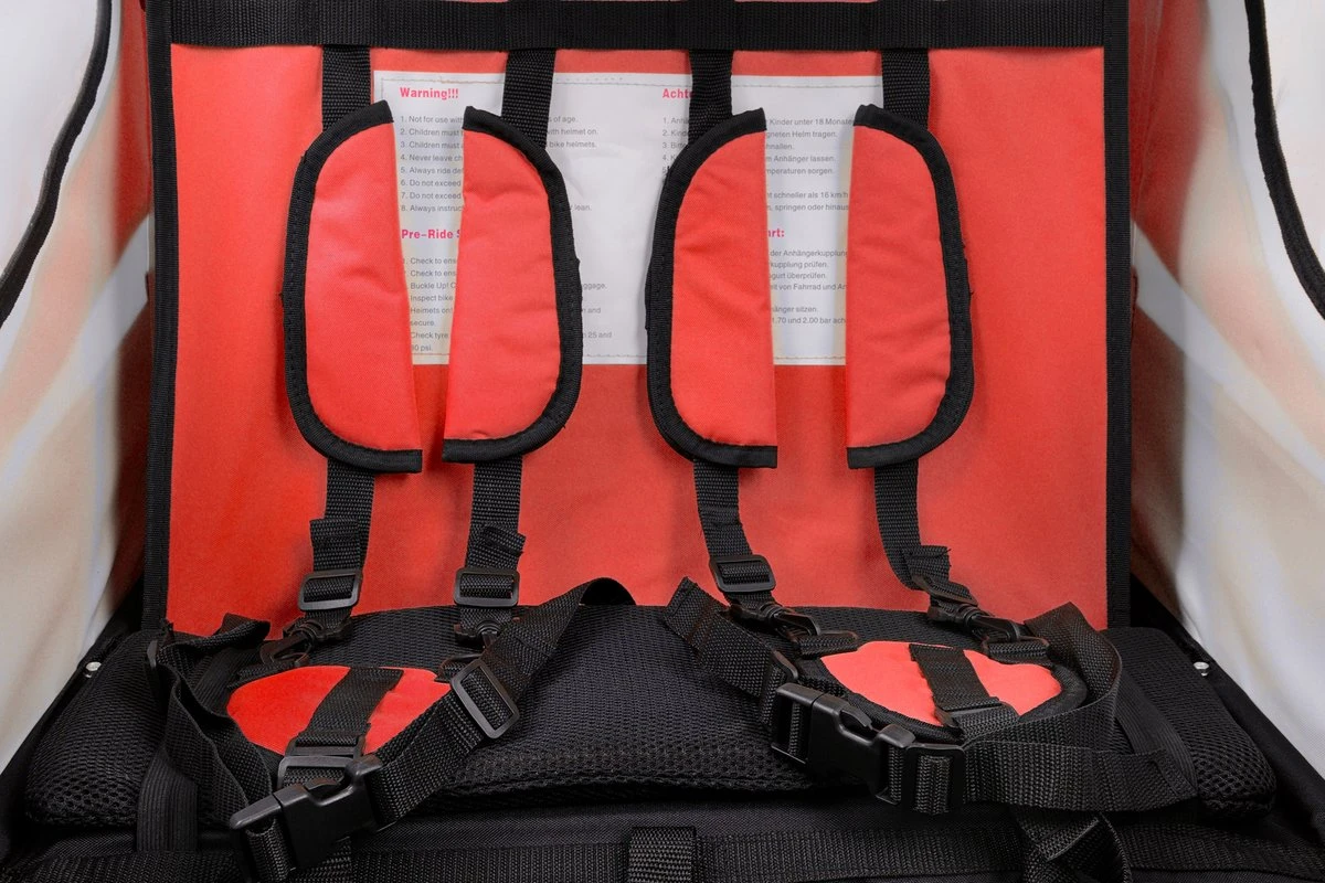 Fietskar Voor Kinderen - Met Buggyfunctie - En Schokbrekers - Rood 12 Fietskar Voor Kinderen - Met Buggyfunctie - En Schokbrekers - Rood - Afbeelding 12