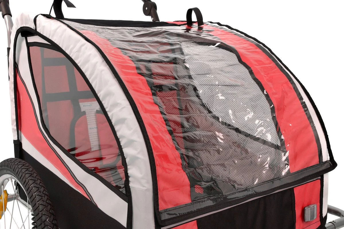 Fietskar Voor Kinderen - Met Buggyfunctie - En Schokbrekers - Rood 14 Fietskar Voor Kinderen - Met Buggyfunctie - En Schokbrekers - Rood - Afbeelding 14