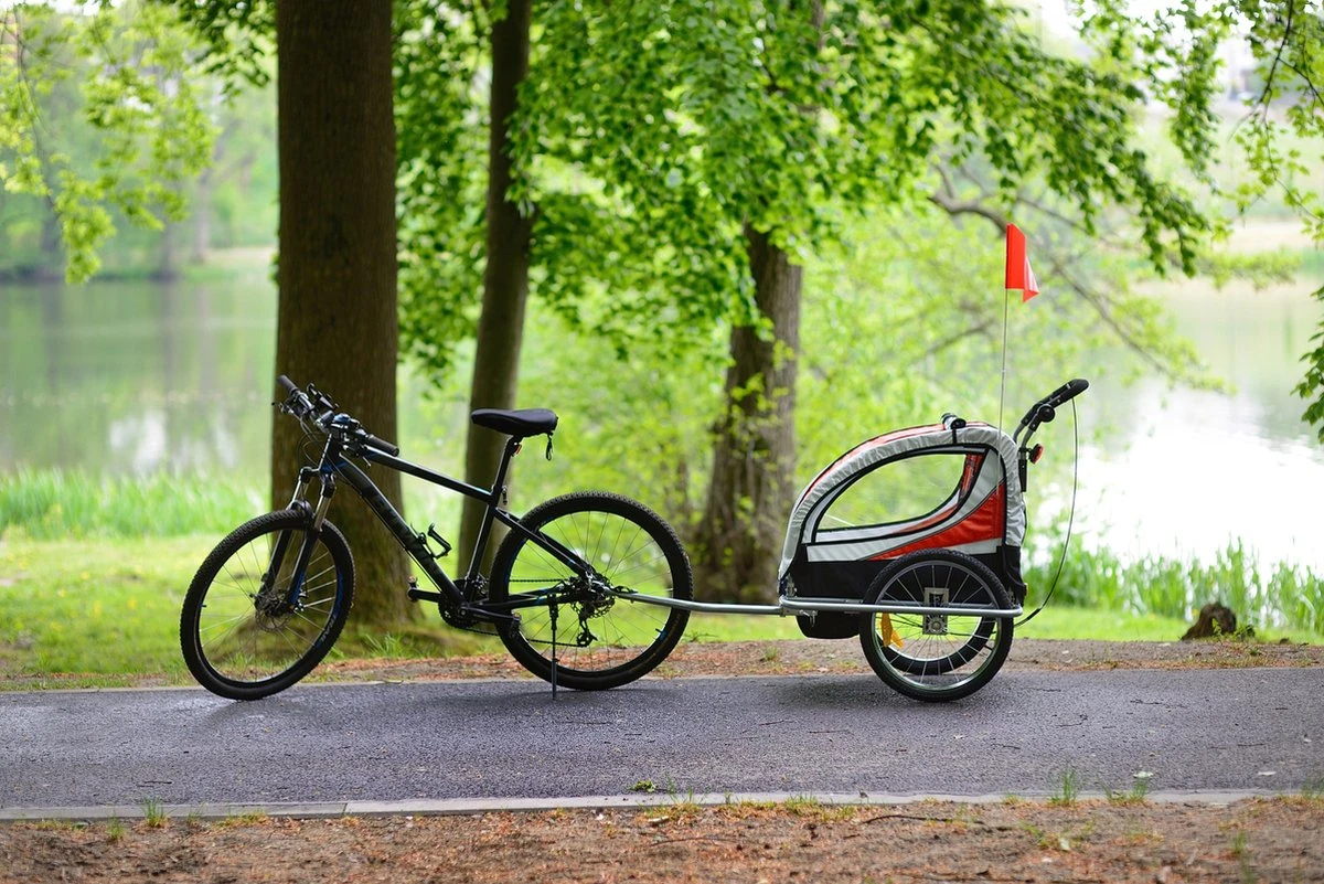 Fietskar Voor Kinderen - Met Buggyfunctie - En Schokbrekers - Rood 7 Fietskar Voor Kinderen - Met Buggyfunctie - En Schokbrekers - Rood - Afbeelding 7
