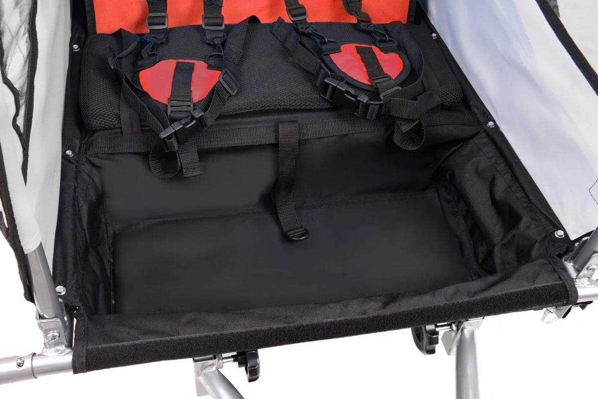 Fietskar Voor Kinderen - Met Buggyfunctie - En Schokbrekers - Rood 9 Fietskar Voor Kinderen - Met Buggyfunctie - En Schokbrekers - Rood - Afbeelding 9